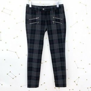 Paige • Black Plaid Zippered Edgerton Skinny Pants